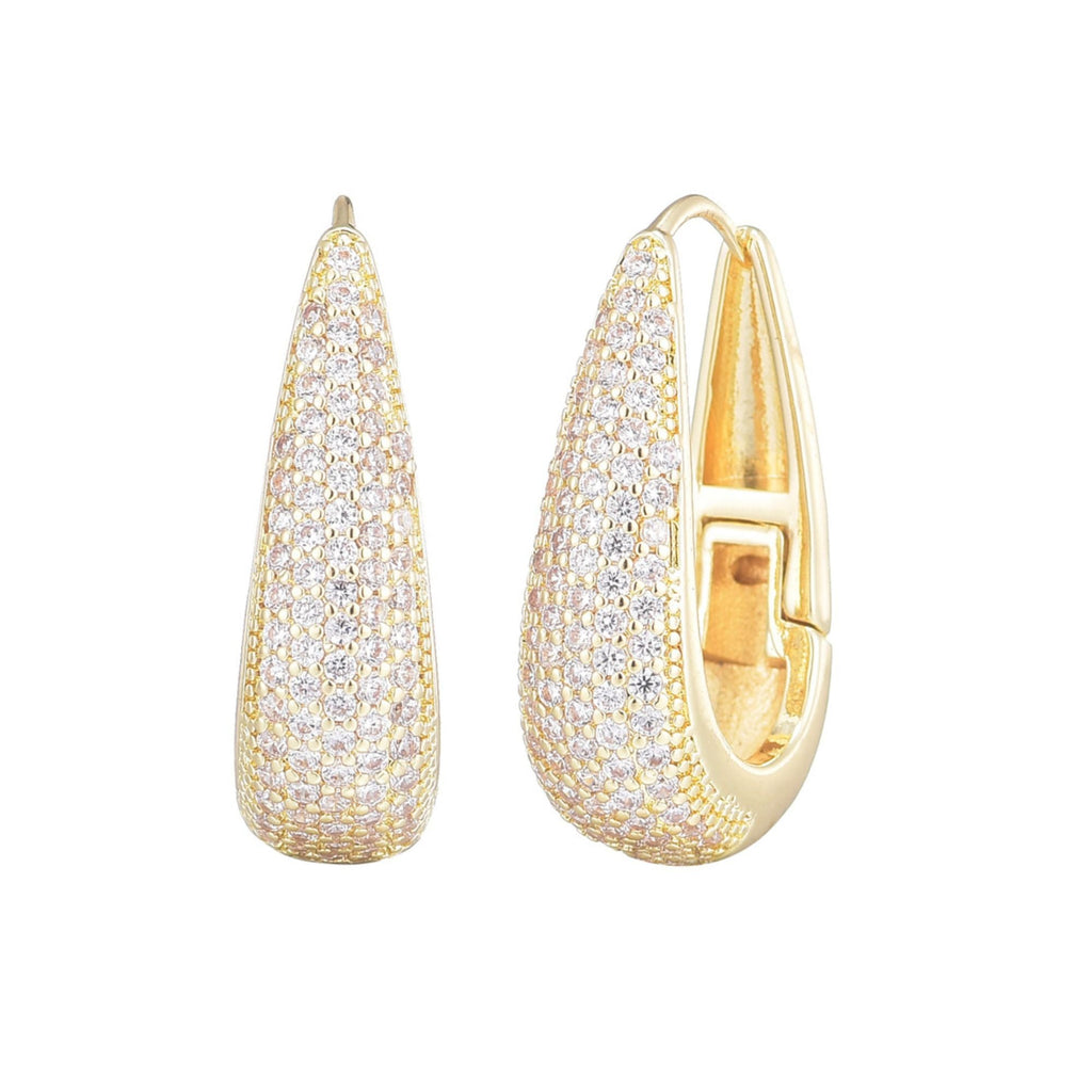 14k Gold Plated CZ Secure Hinge Hoop