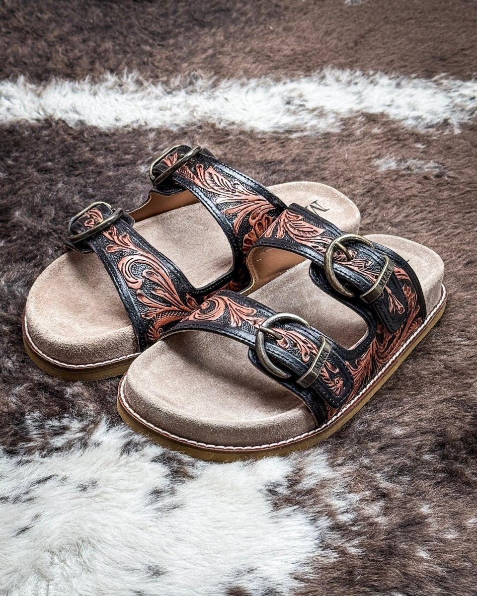 Canyon Ember Western Hand-Tooled Sandals by Myra Bag