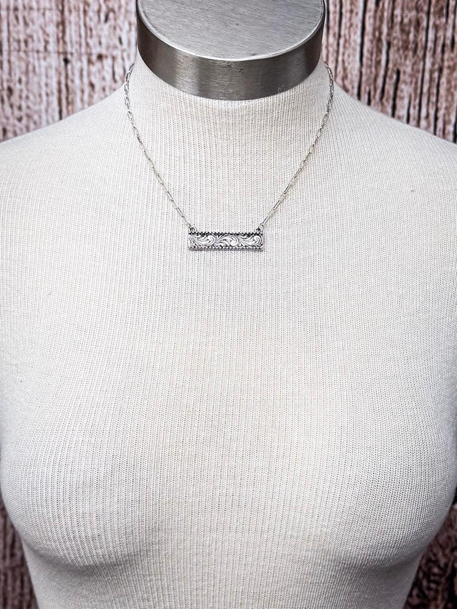 Cattleman Dainty Bar Fashion Necklace