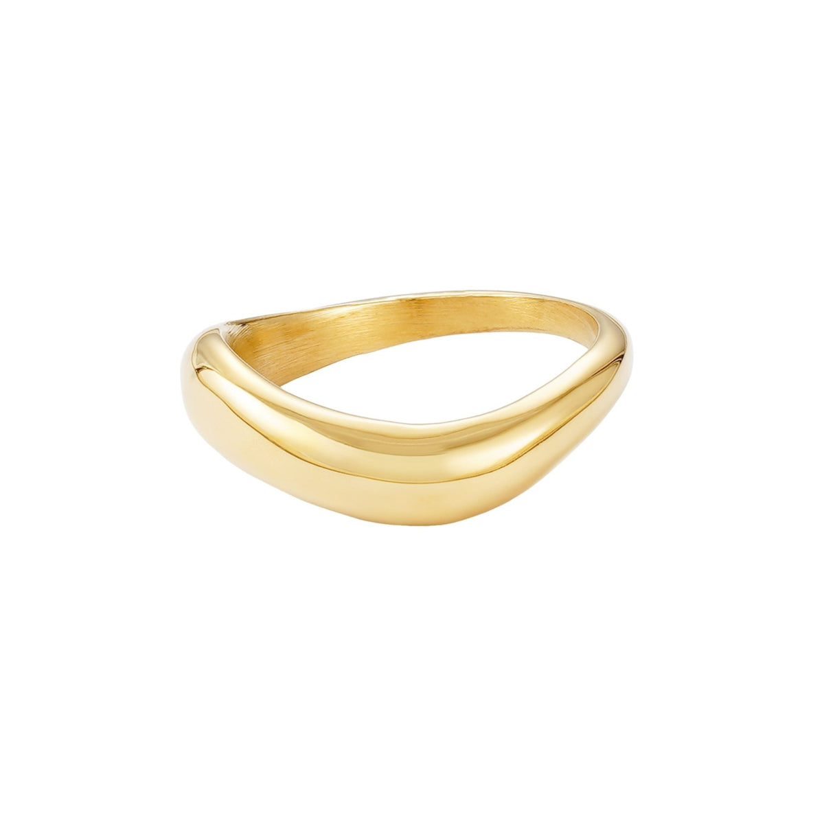 Tarnish Resistant 18k Gold Plated Curved Band