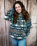 Cedarline Aztec Pullover Hoodie in Charcoal