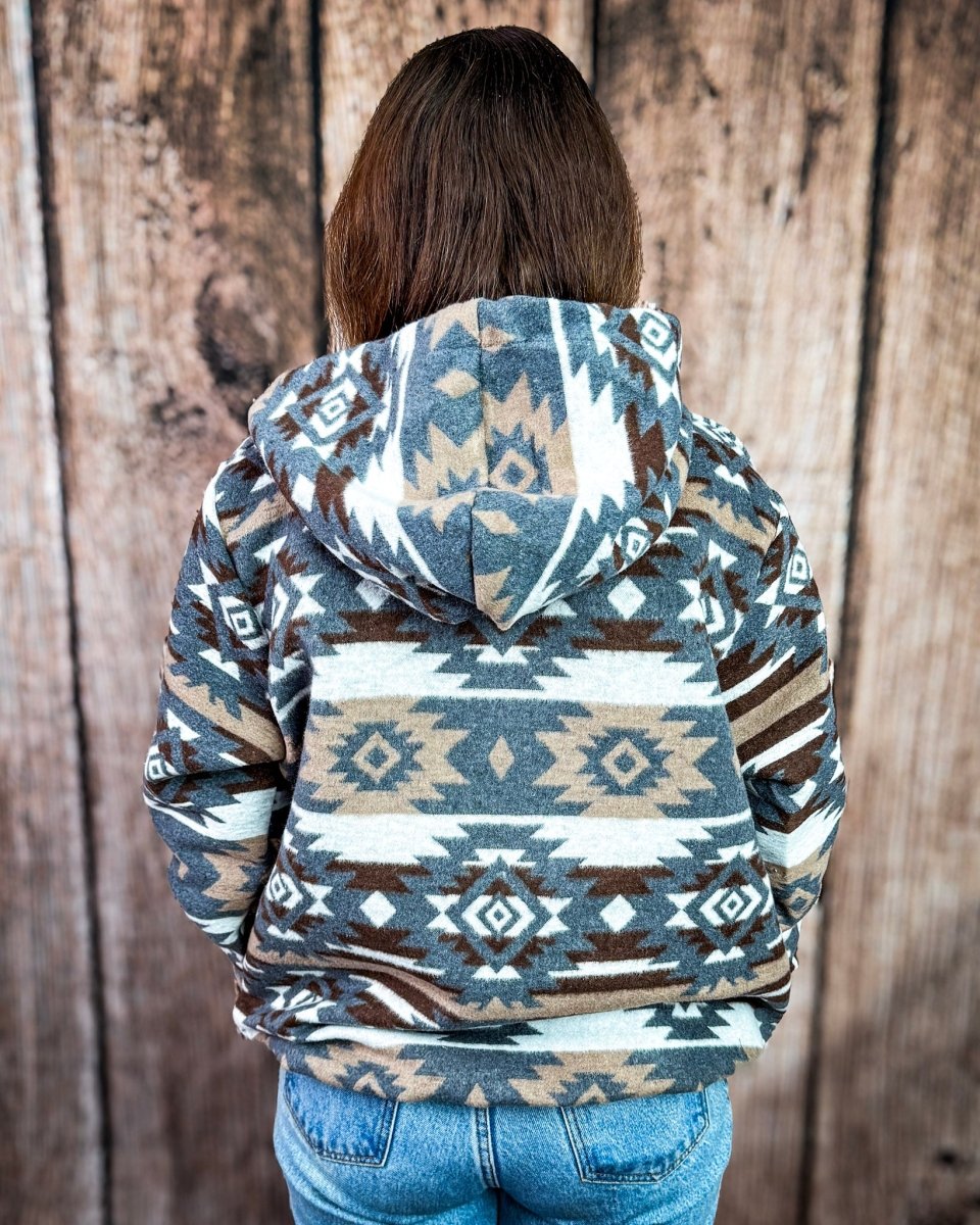 Cedarline Aztec Pullover Hoodie in Charcoal