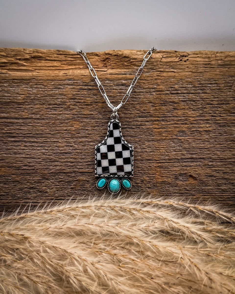 Checkmate Tag Fashion Necklace