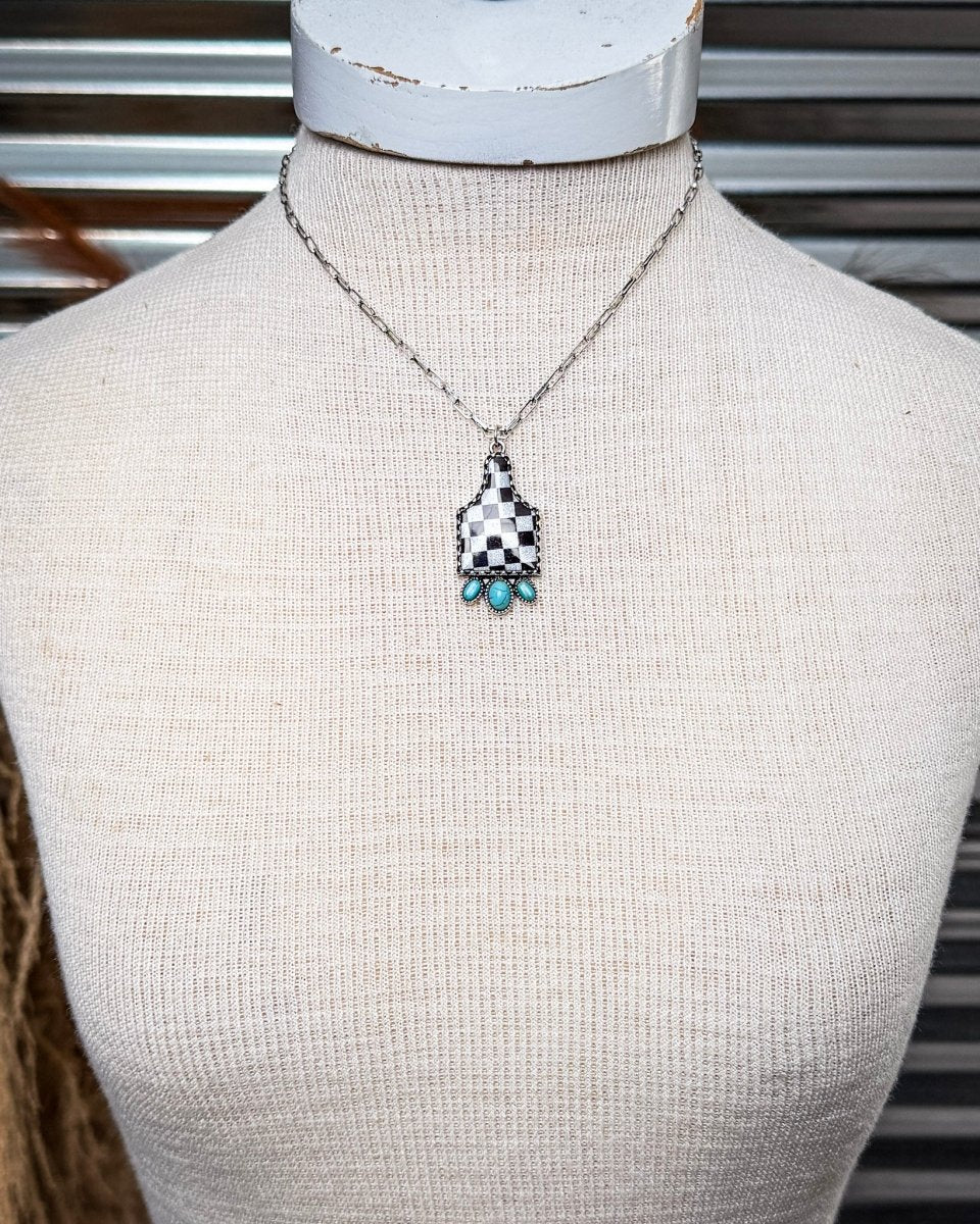 Checkmate Tag Fashion Necklace