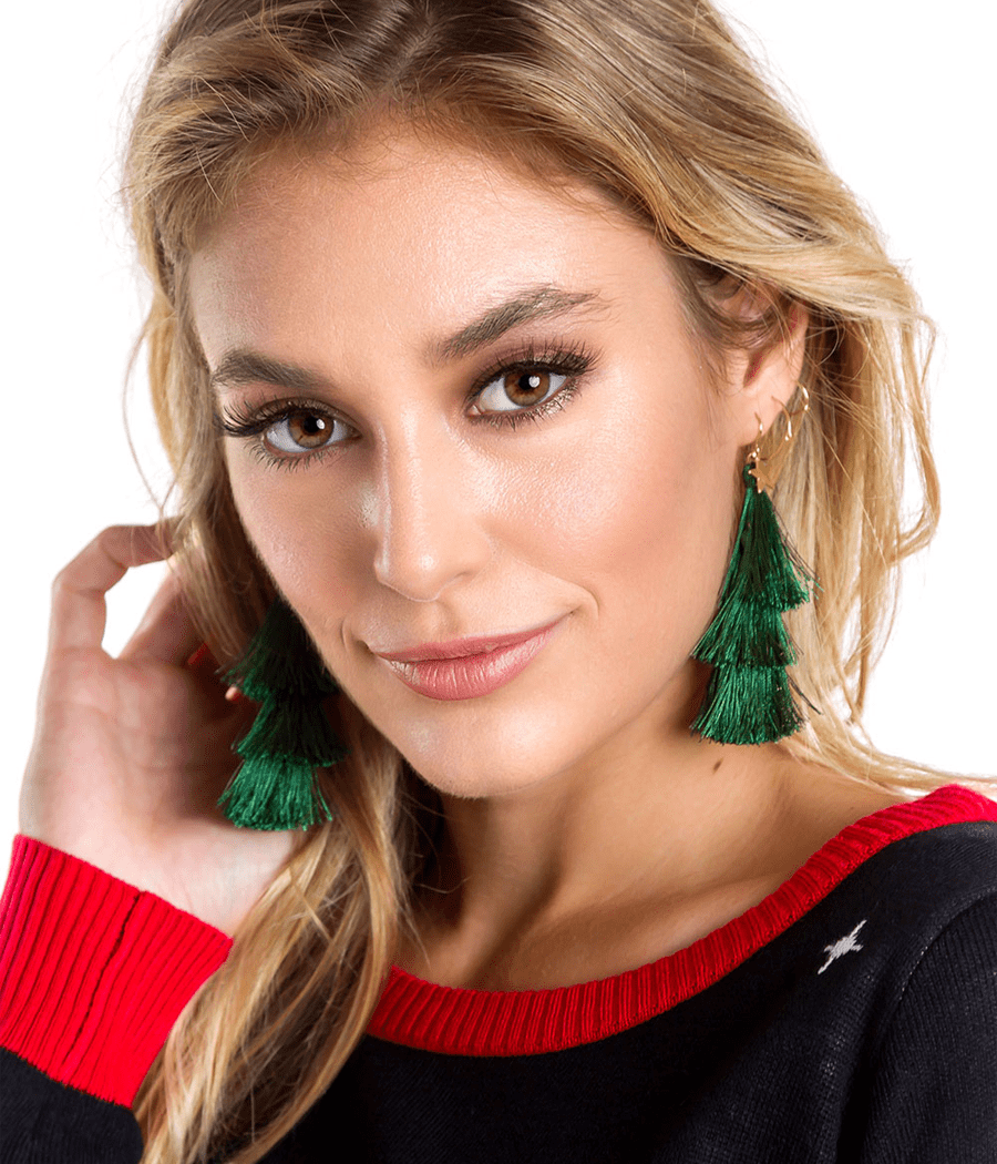 Christmas Tree Tassel Earrings