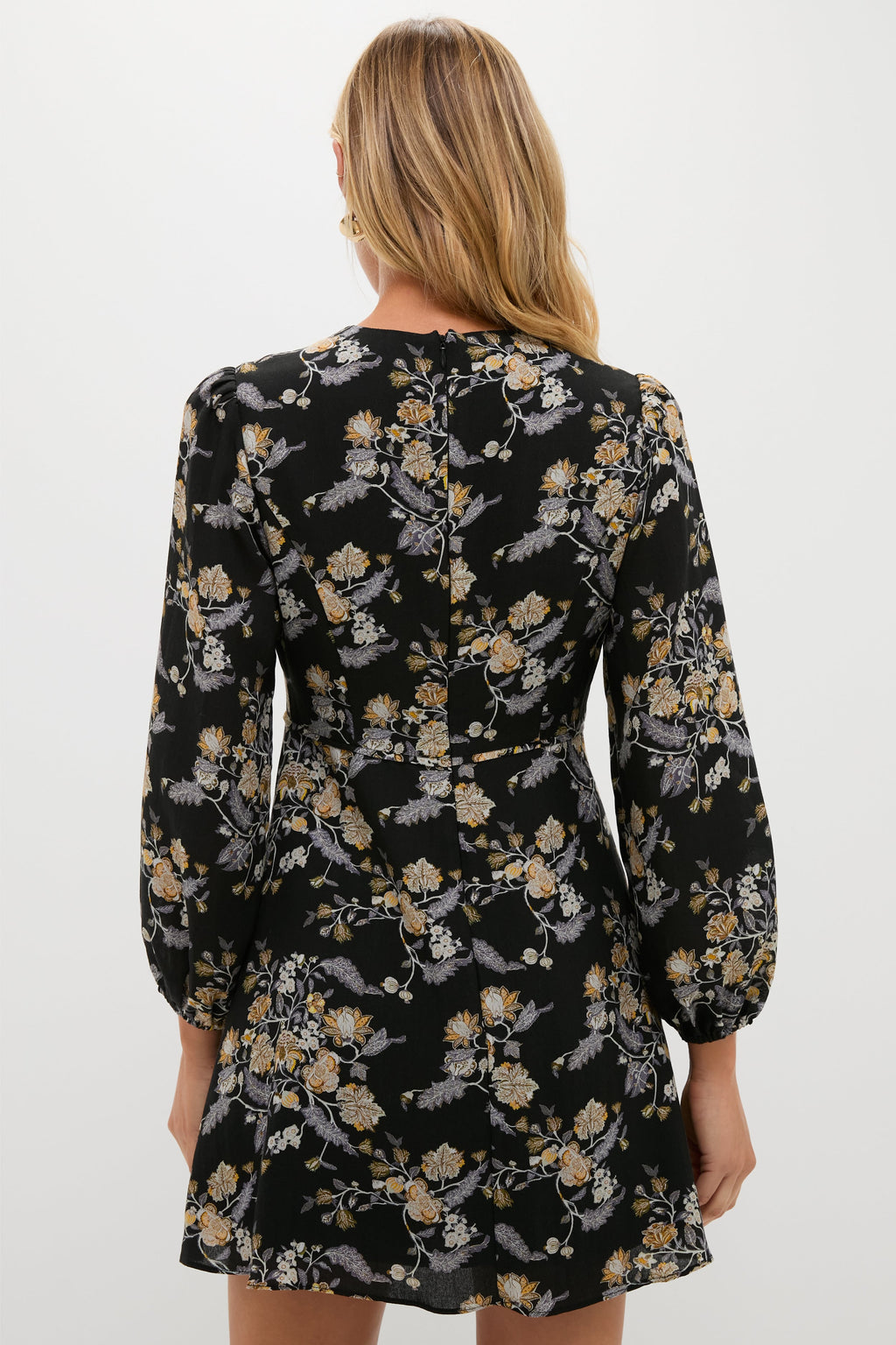 Black Multi Floral Sophia Mini Dress