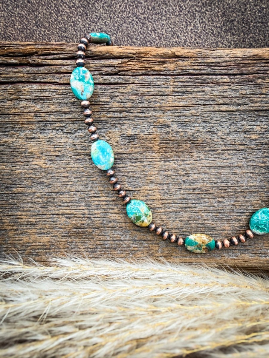 Copper Current Turquoise Disc Necklace
