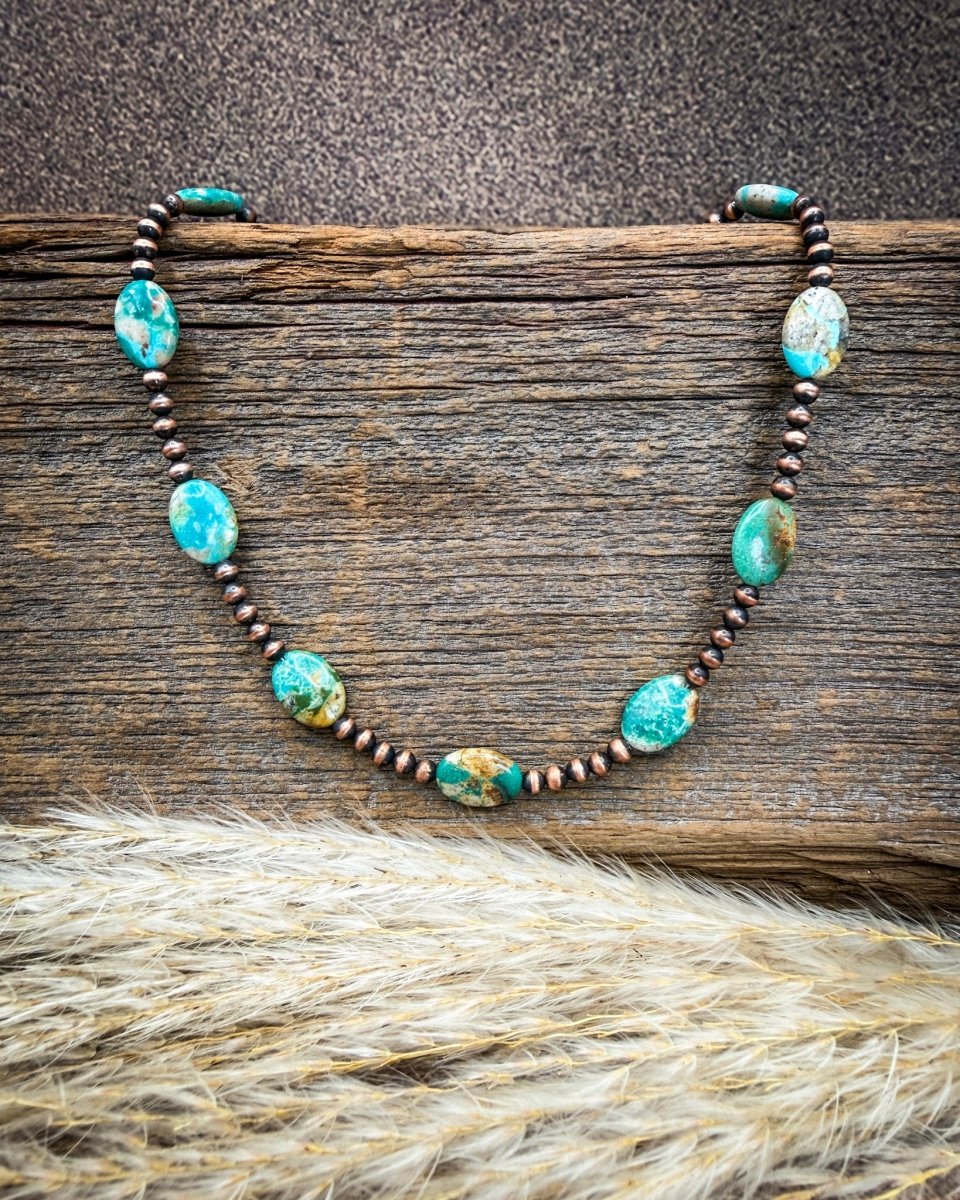 Copper Current Turquoise Disc Necklace