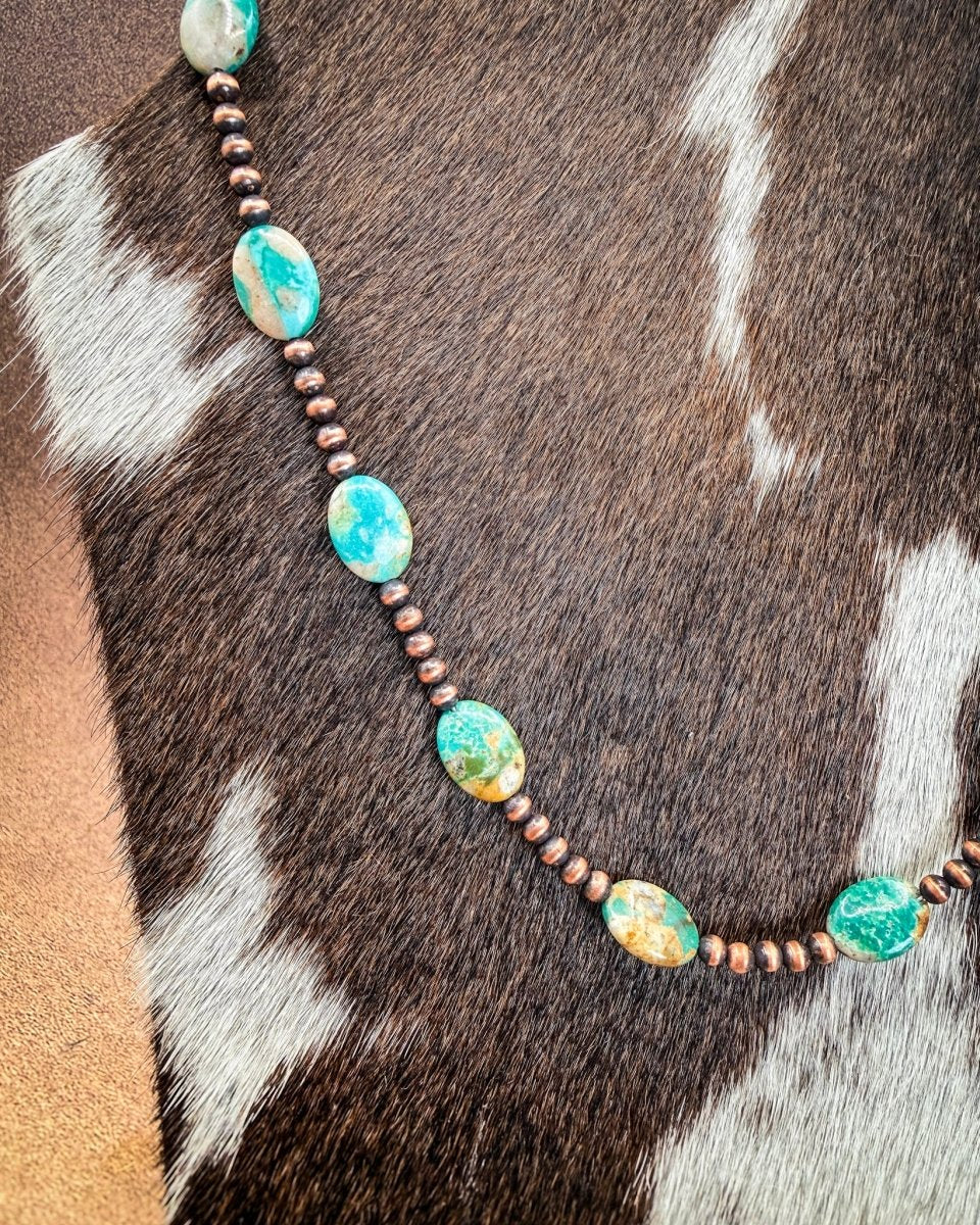 Copper Current Turquoise Disc Necklace