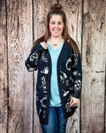 Cowgirl Collage Knit Cardigan in Black by Lucky & Blessed