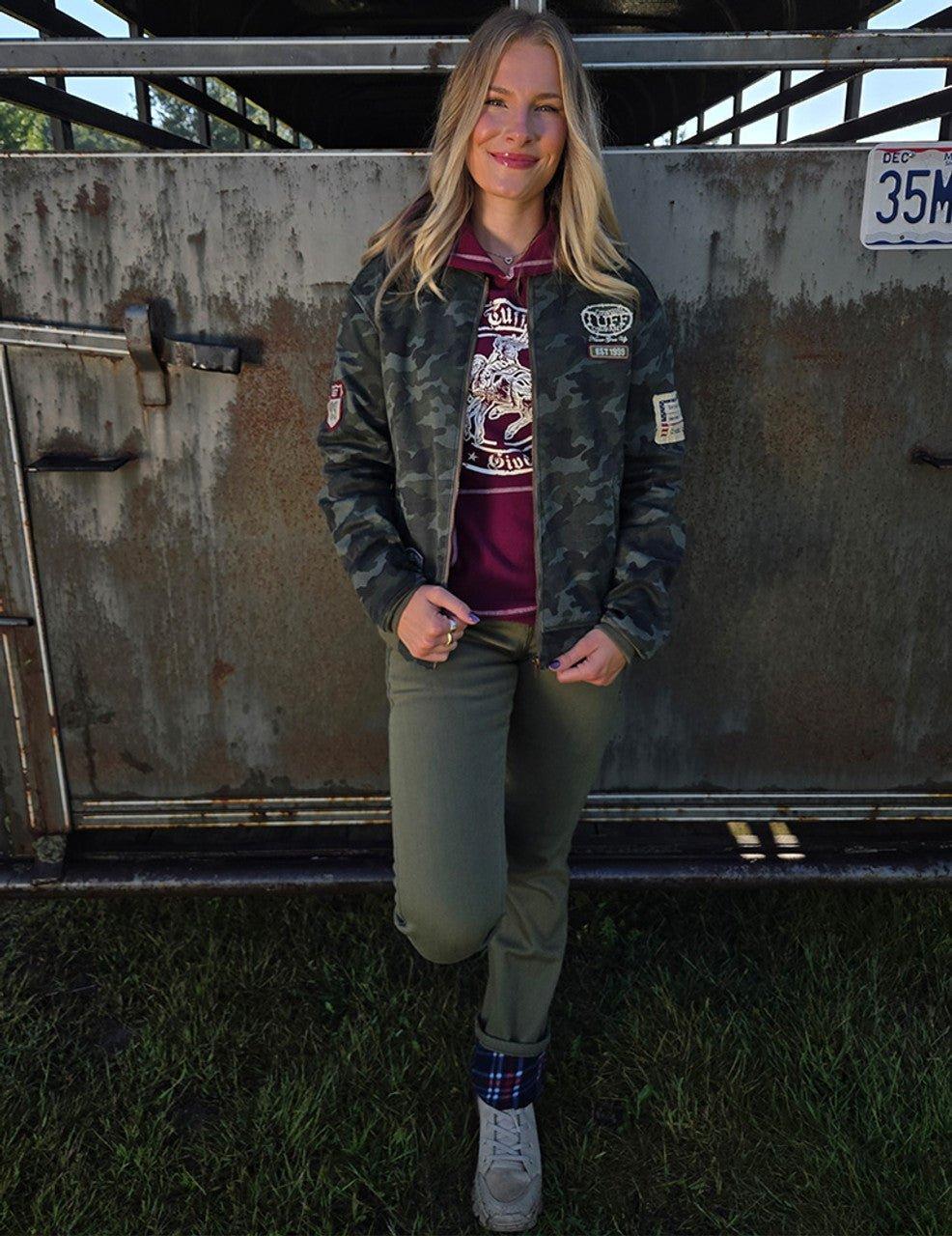 Army Carpenter Flannel Lined Bootcut Jeans in Olive by Cowgirl Tuff