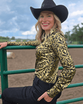 Cowgirl Tuff Black and Gold Starlight Shatter Pullover Button Up
