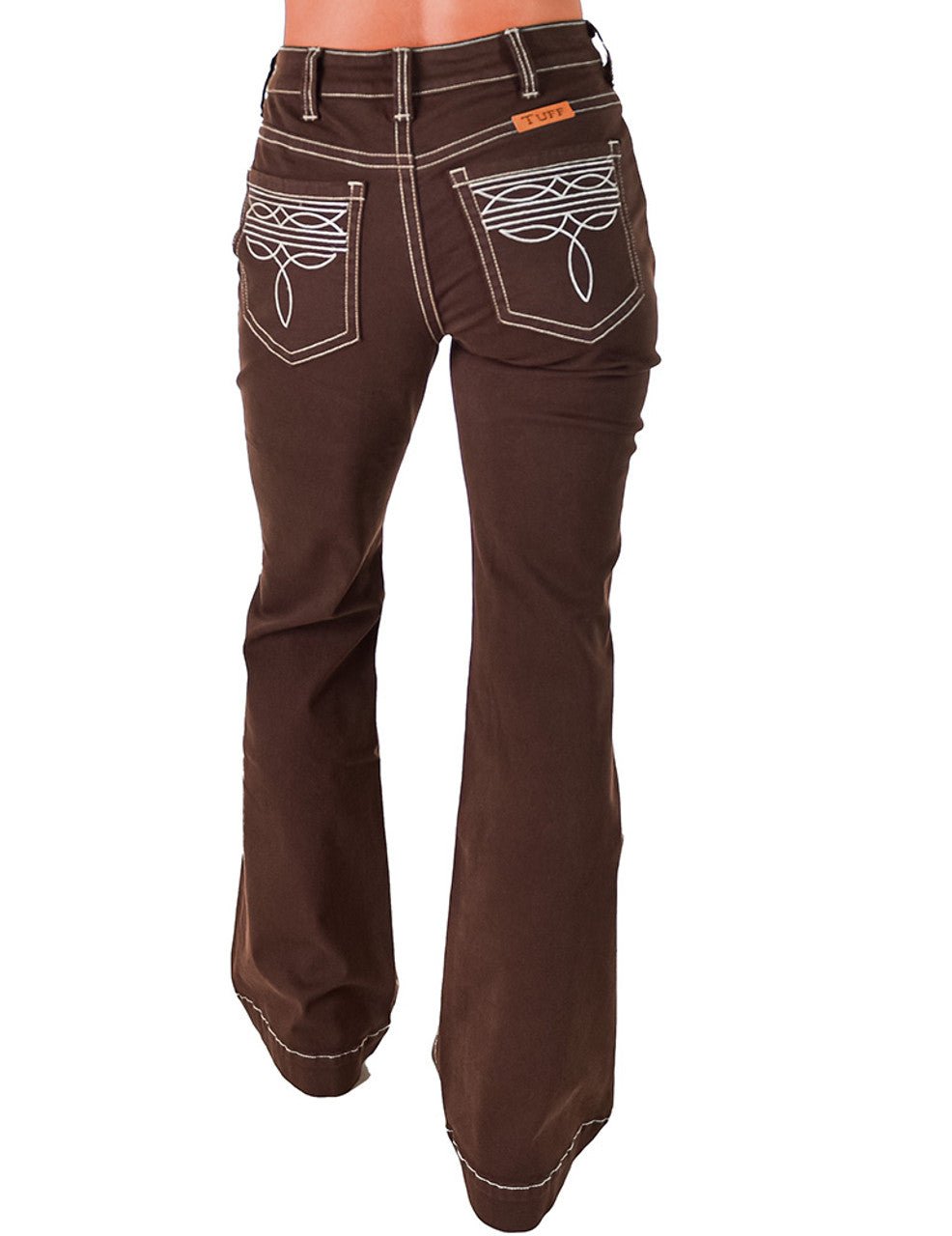 Brown Boot Stitch High-Rise Trouser Jeans by Cowgirl Tuff