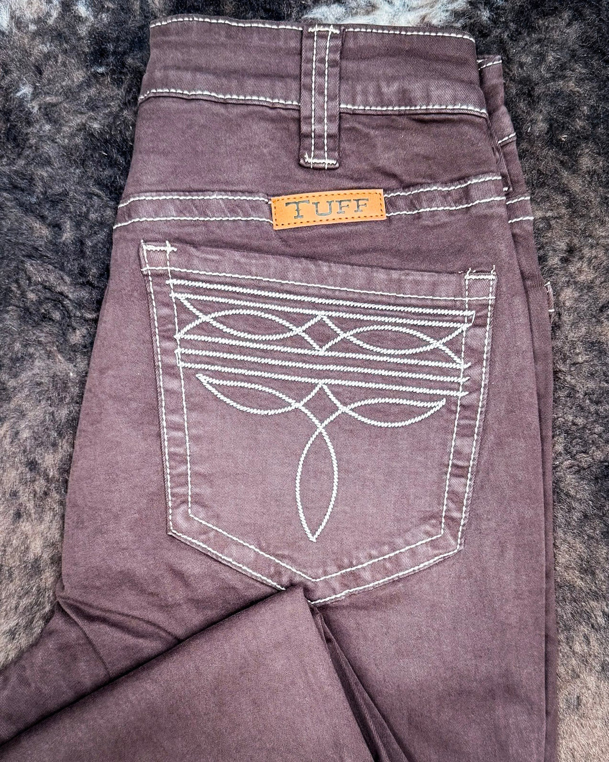 Brown Boot Stitch High-Rise Trouser Jeans by Cowgirl Tuff