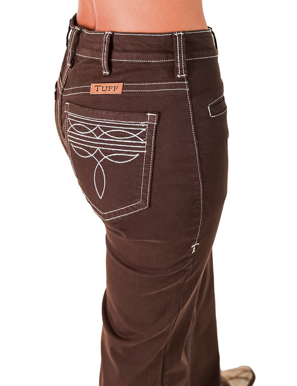 Brown Boot Stitch High-Rise Trouser Jeans by Cowgirl Tuff