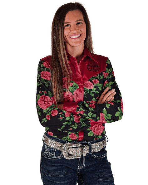 Cowgirl Tuff Classic Rose Pullover Button Up