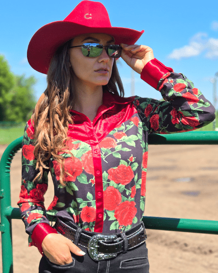 Cowgirl Tuff Classic Rose Pullover Button Up