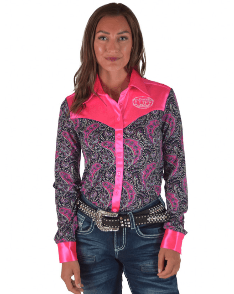 Cowgirl Tuff Hot Pink Paisley Trail Pullover Button Up