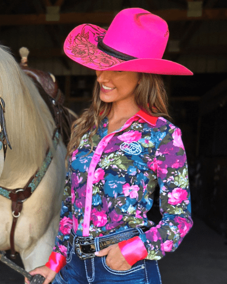 Cowgirl Tuff Pink Meadow Pullover Button Up