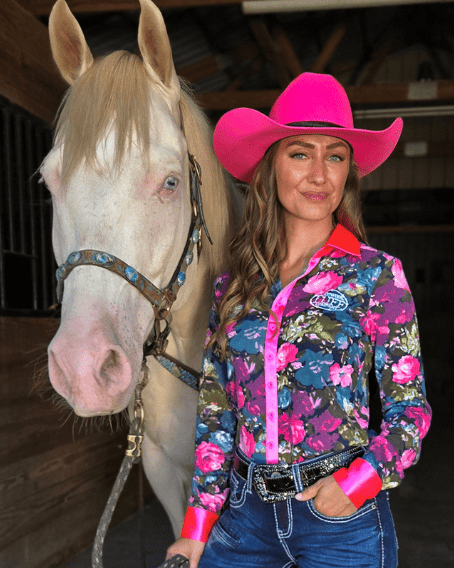 Cowgirl Tuff Pink Meadow Pullover Button Up