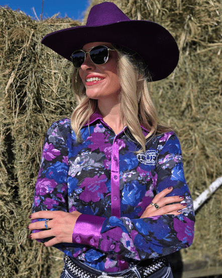 Cowgirl Tuff Purple Meadow Pullover Button Up