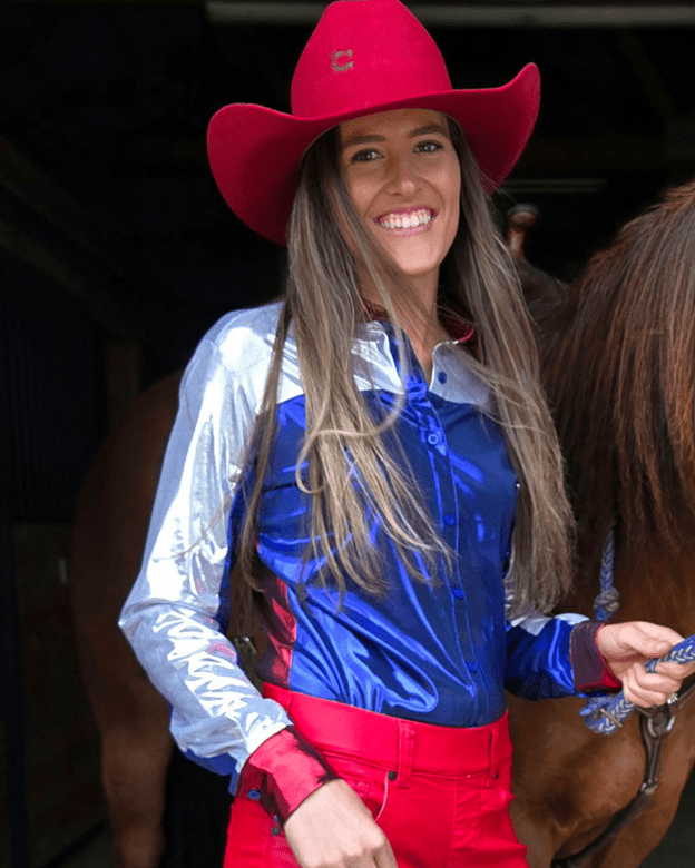 Cowgirl Tuff Red White and Rodeo Pullover Button Up