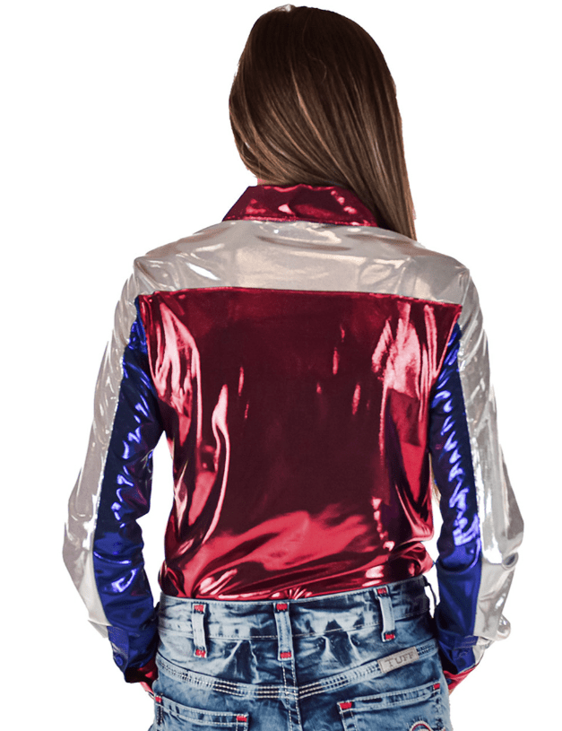 Cowgirl Tuff Red White and Rodeo Pullover Button Up
