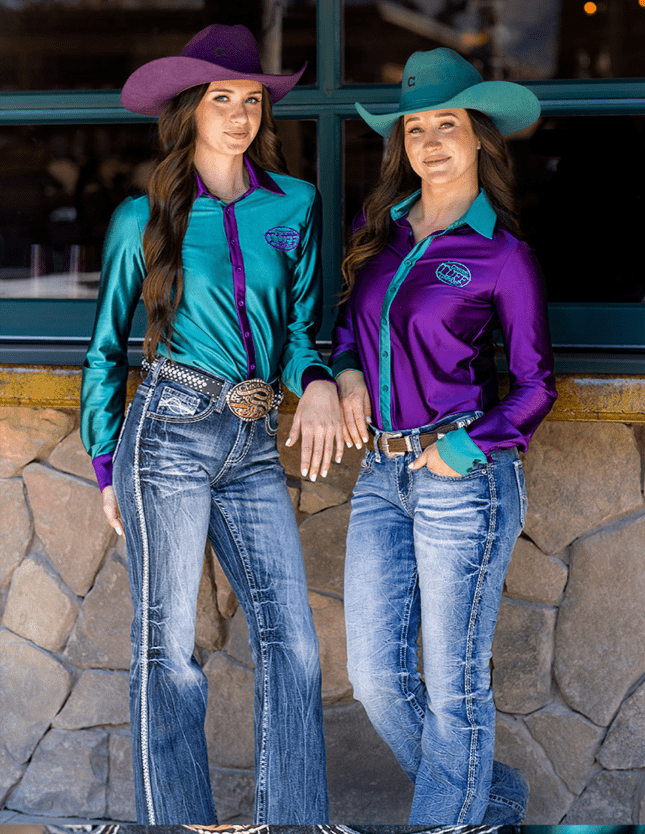 Cowgirl Tuff Rodeo Royale Pullover Button Up In Turquoise
