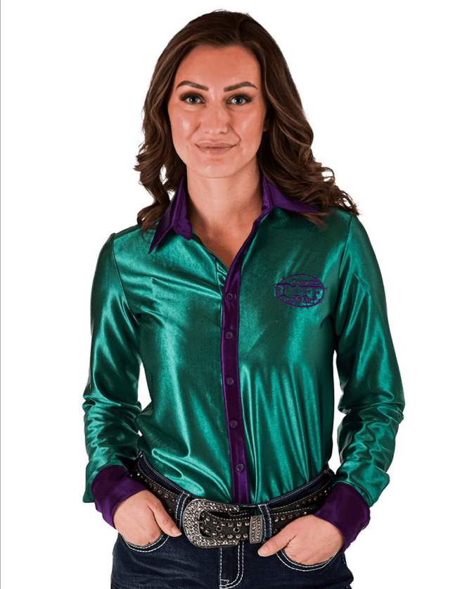 Cowgirl Tuff Rodeo Royale Pullover Button Up In Turquoise