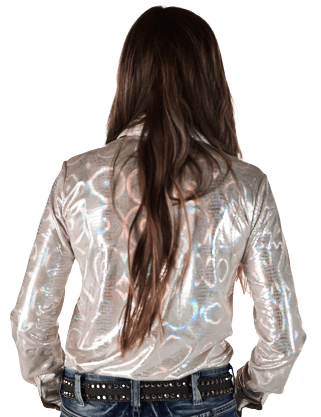 Cowgirl Tuff Shiny Side Up Pullover Button Up with Holographic Foil