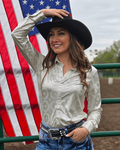 Cowgirl Tuff Shiny Side Up Pullover Button Up with Holographic Foil