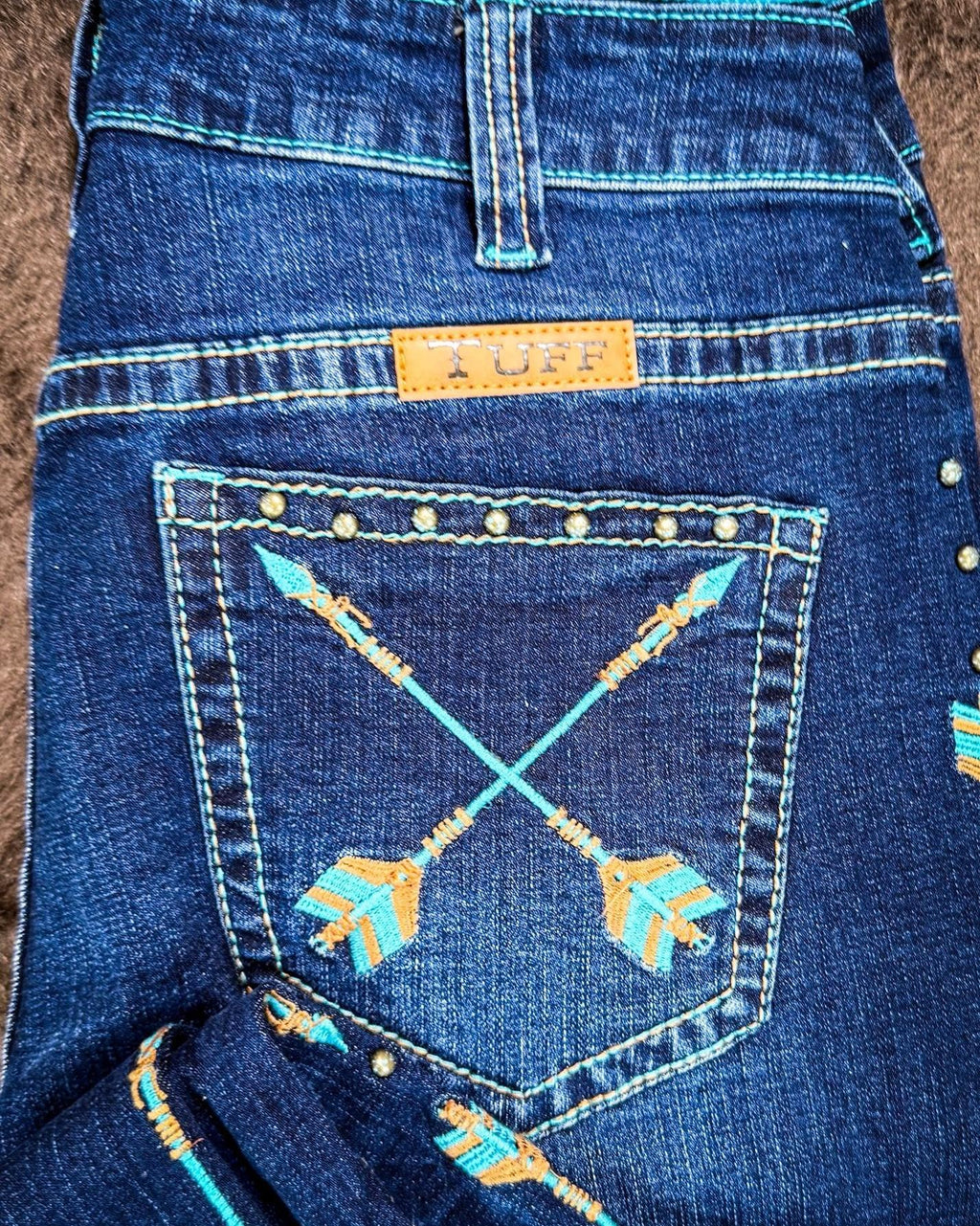 Cowgirl Tuff Turquoise Arrows Bootcut Jeans
