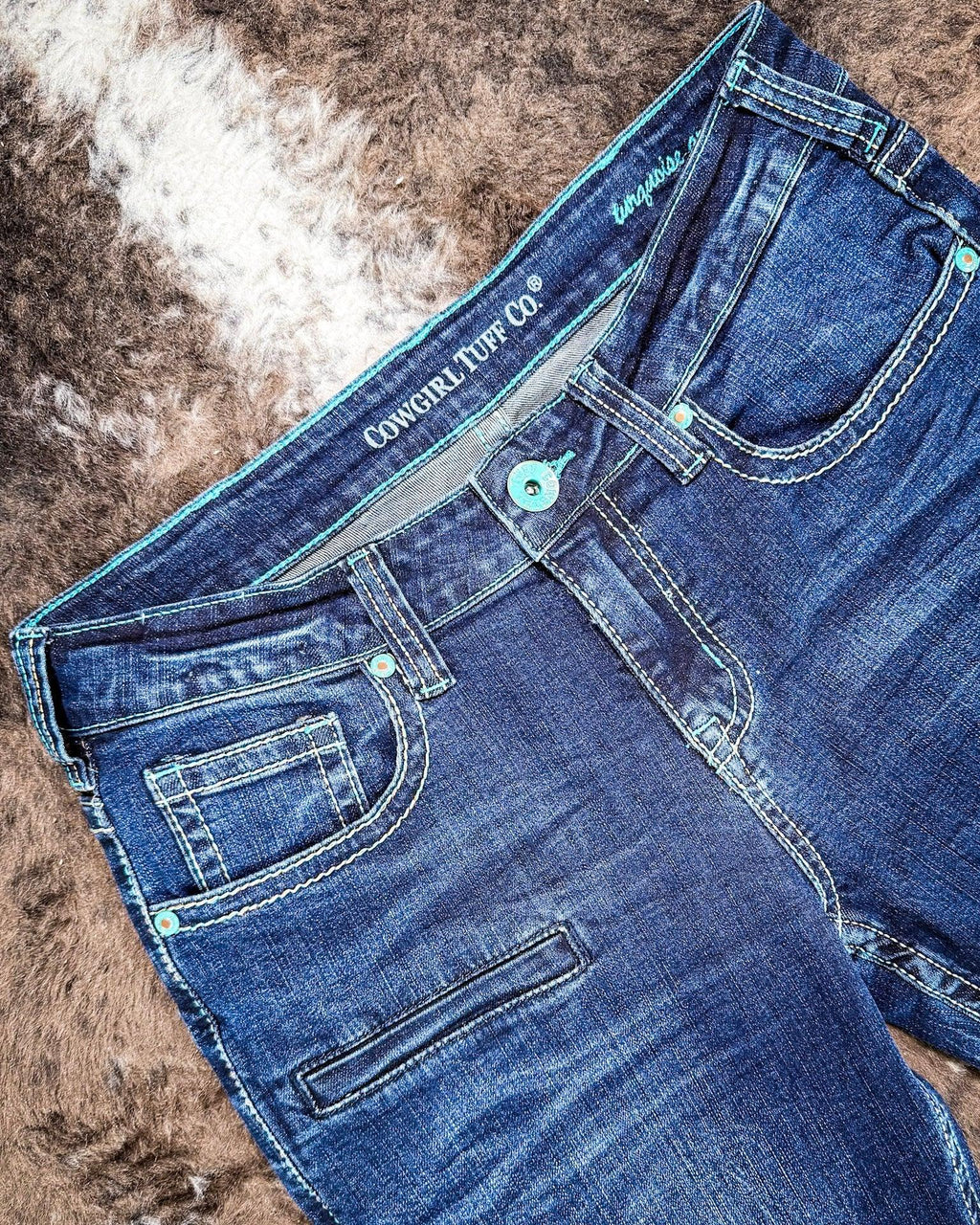 Cowgirl Tuff Turquoise Arrows Bootcut Jeans