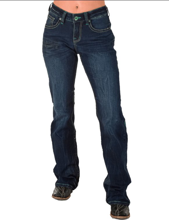 Cowgirl Tuff Turquoise Arrows Bootcut Jeans