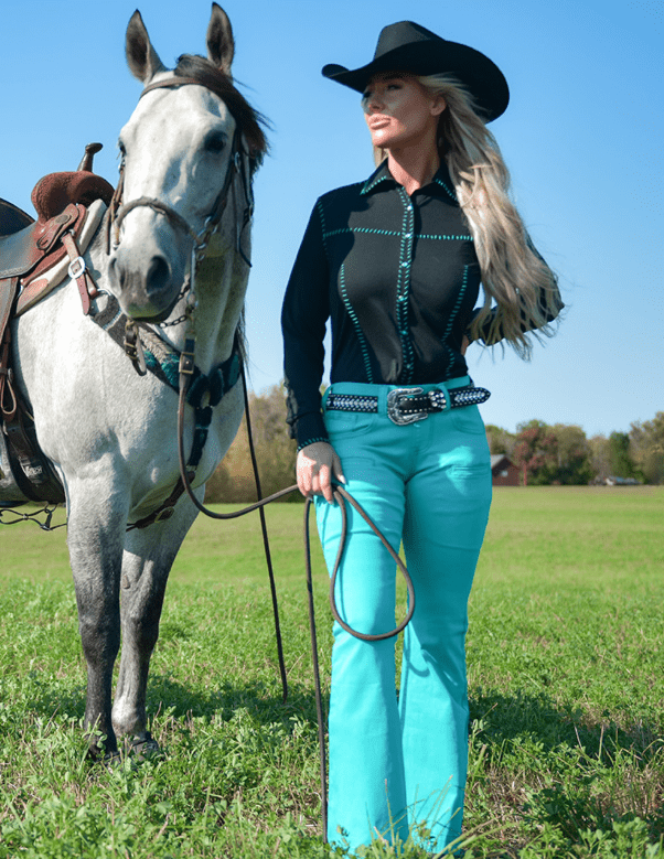 Cowgirl Tuff Turquoise Pull-On Trouser Jeans