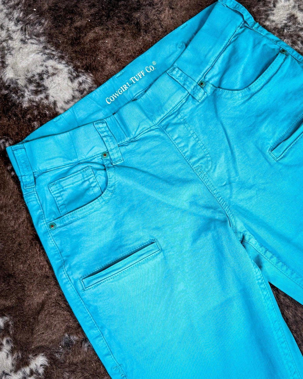 Cowgirl Tuff Turquoise Pull-On Trouser Jeans