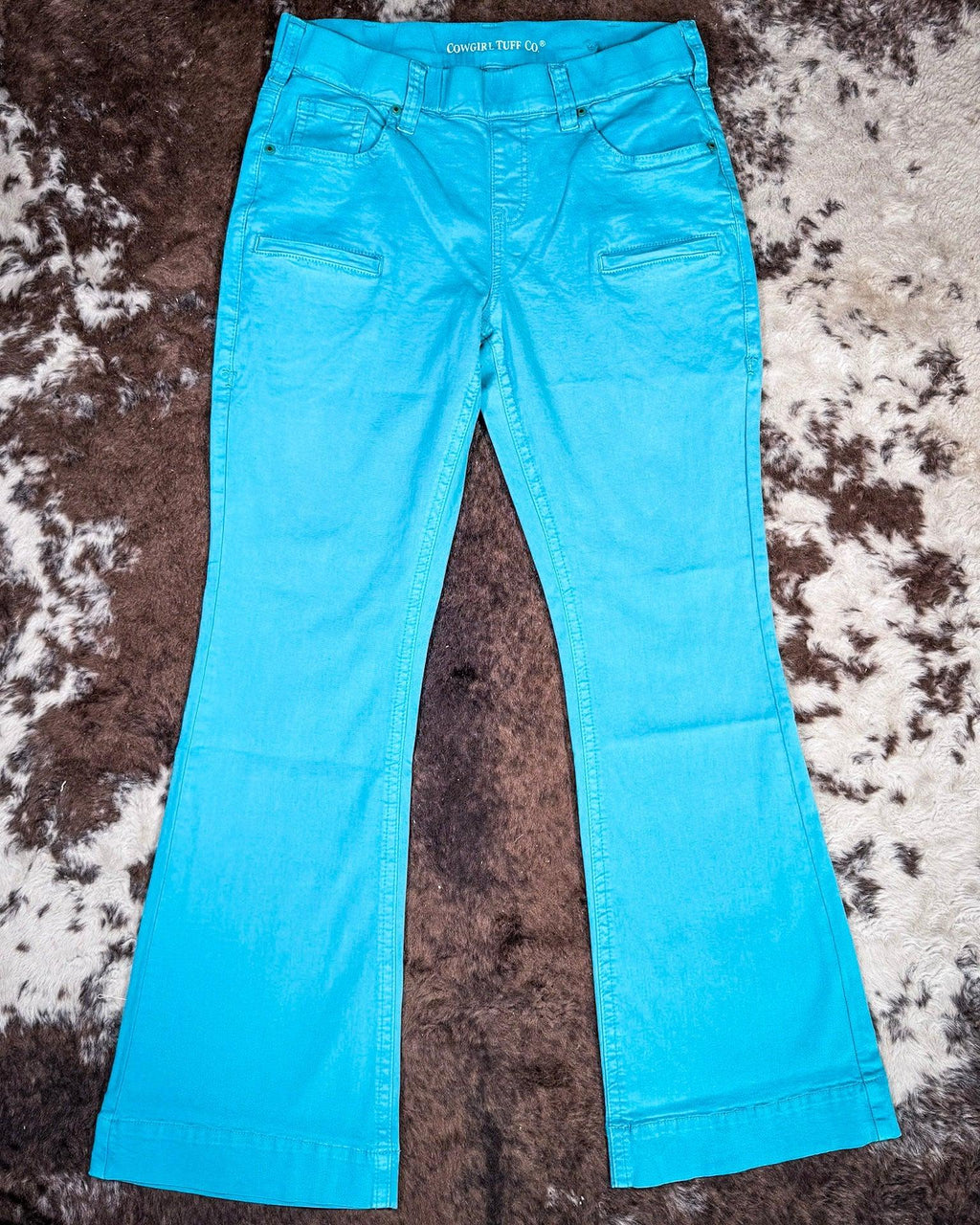 Cowgirl Tuff Turquoise Pull-On Trouser Jeans