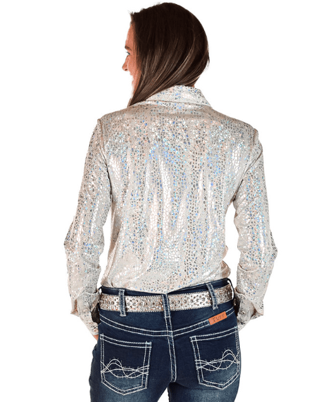 Cowgirl Tuff White Party Chrome Pullover Button Up