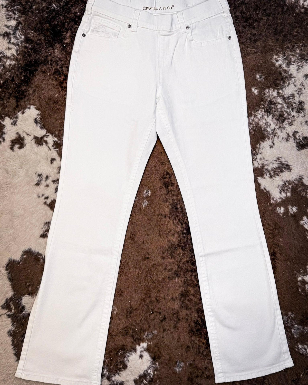 Cowgirl Tuff White Pull-On Bootcut Jeans
