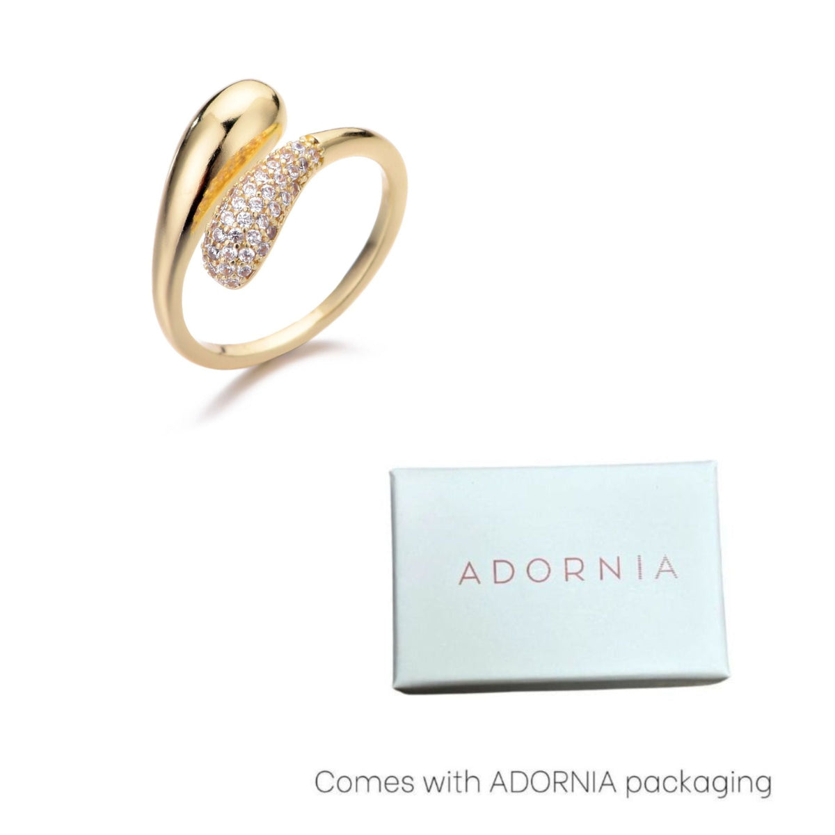 14k Gold Plated CZ Curved Bands Ring