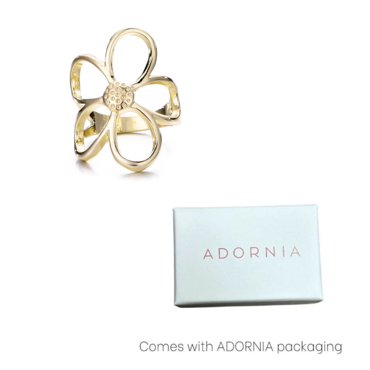 Gold Plated Flower Outline Ring