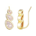 14k Gold Plated Crystal Climber Earrings