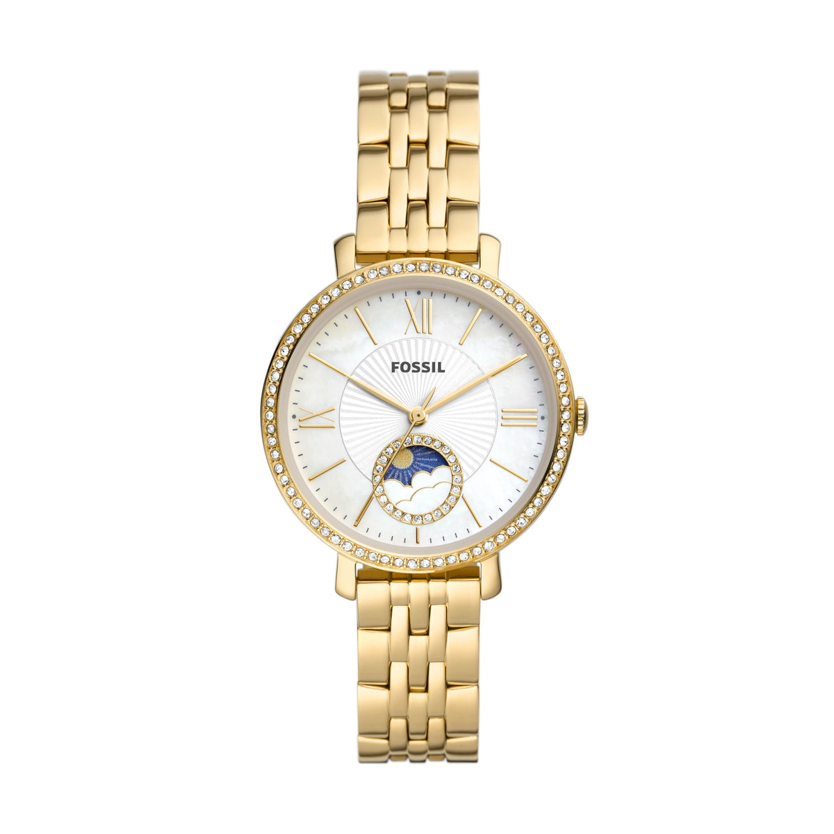 Fossil Women's Jacqueline 36mm Sun Moon Multifunction, Gold-Tone Stainless Steel Watch