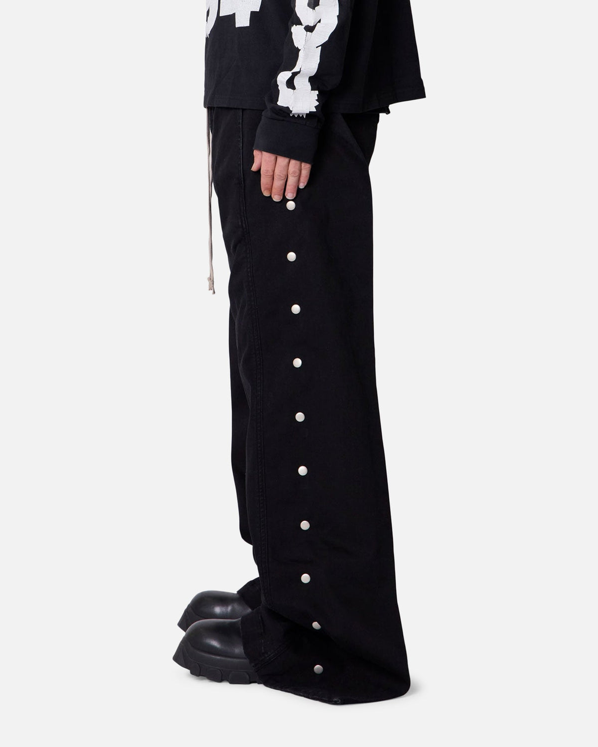 MNML Wide Panel Side Snap Pants Black