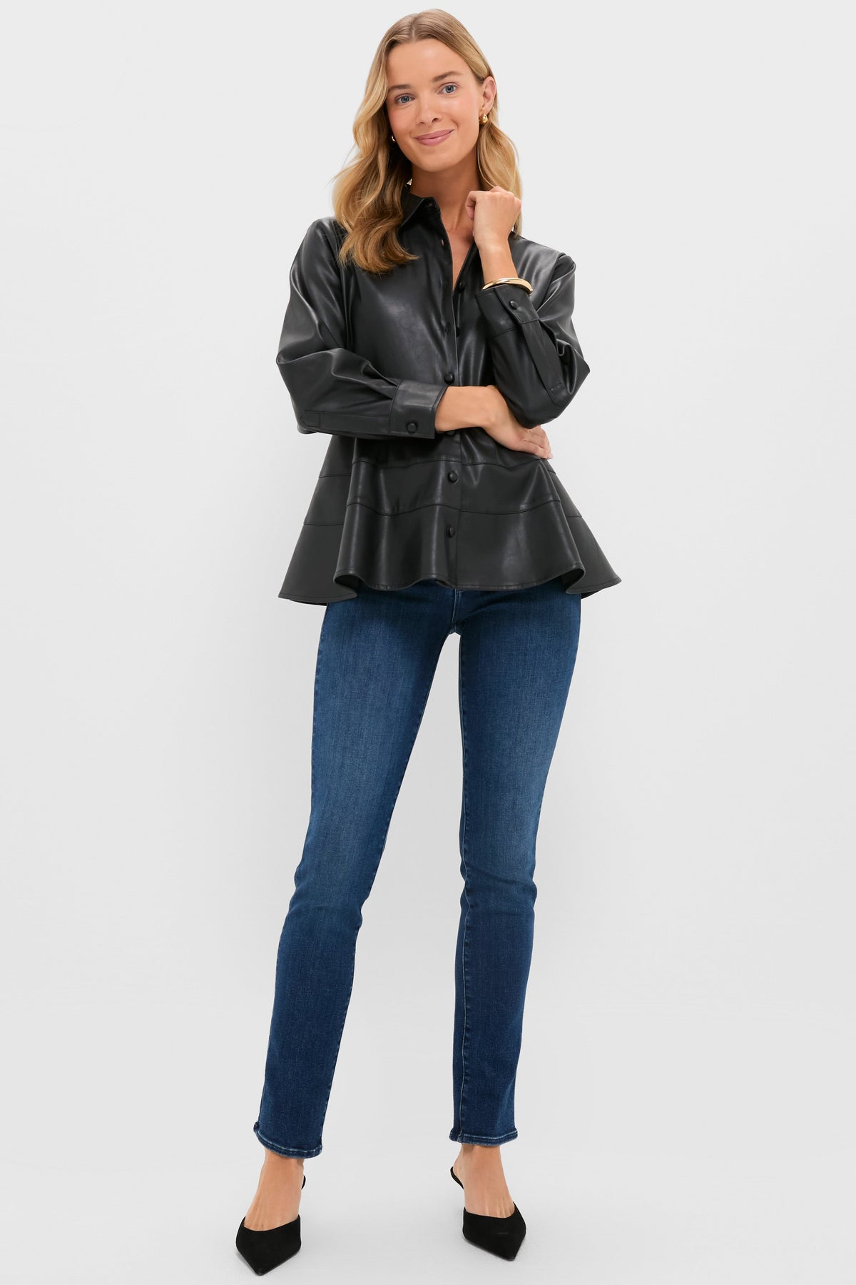 Black Leather Ashlen Blouse