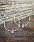 Dahlia Cotton Candy Sterling Silver Hoop Earrings