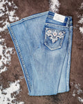 Dakota Jewel Bootcut Jeans in Medium Wash by Grace in LA