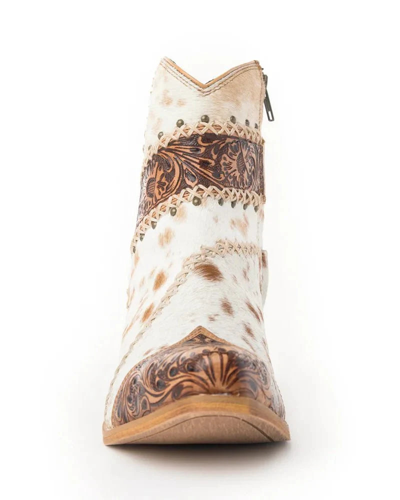 Darcy Ridge Hair-On Hide Booties in Brown by Myra Bag