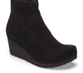 Women's Ebba Side Zip Cork Wedge Boot In Black