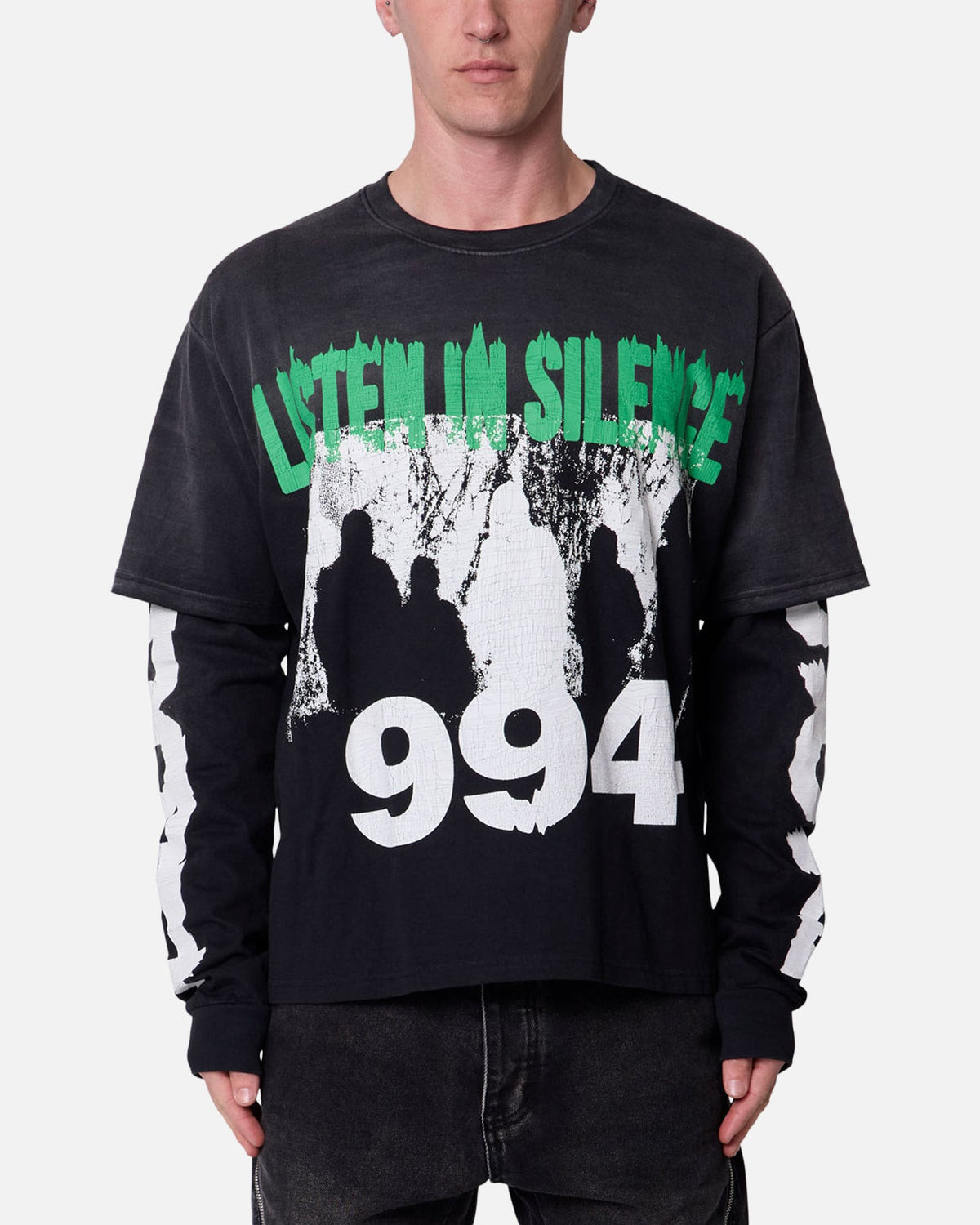 MNML Listen In Silence Long Sleeve T-Shirt Black